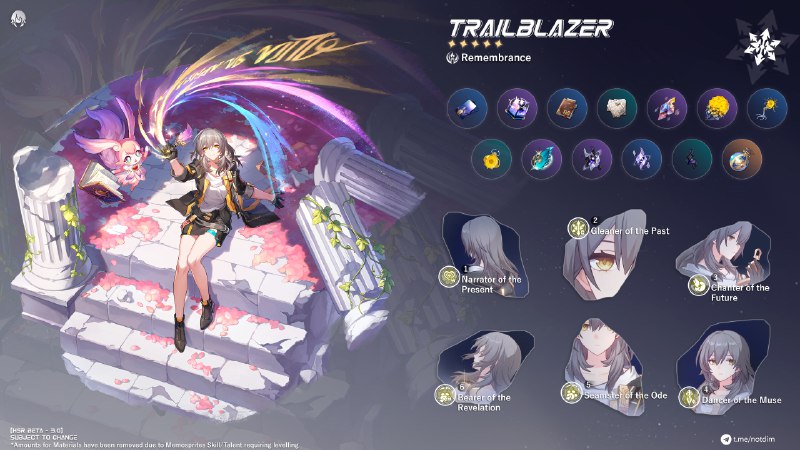 [HSR - 3.0 BETA] Trailblazer Infographic (5* Remembrance, Ice)[HSR - 3.0 BETA] Trailblazer Infographic (5* Remembrance, Ice)