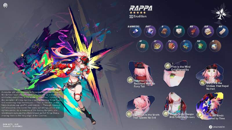 [HSR - 2.6 BETA] Rappa (5* Erudition, Imaginary)