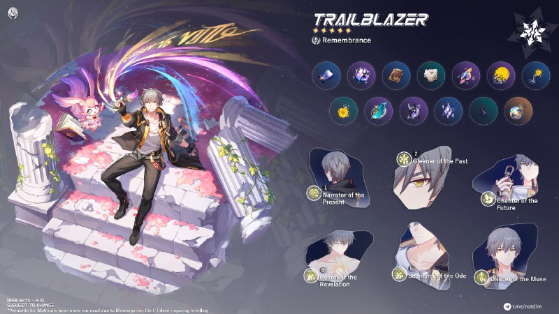 [HSR - 3.0 BETA] Trailblazer Infographic (5* Remembrance, Ice)[HSR - 3.0 BETA] Trailblazer Infographic (5* Remembrance, Ice)