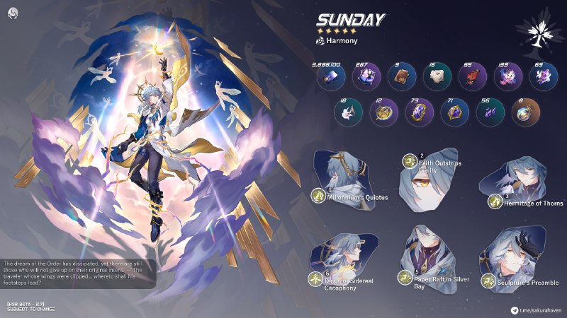 [HSR - 2.7 BETA] Sunday (5* Harmony, Imaginary)