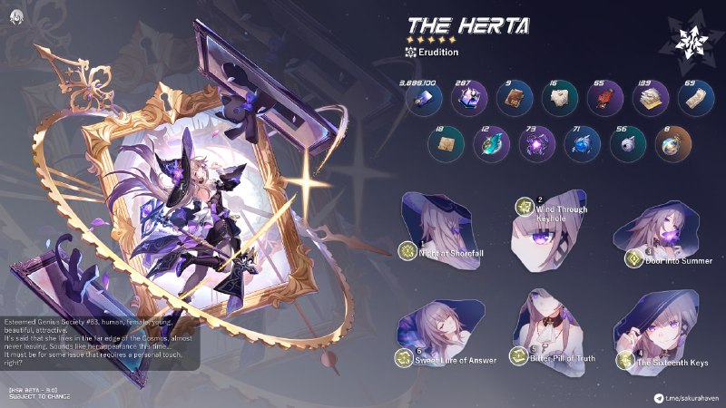 [HSR - 3.0 BETA] The Herta Infographic (5* Erudition, Ice)